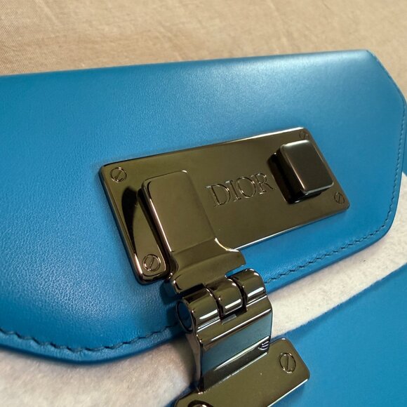 Dior Blue Leather Lock Crossbody Bag - Picture 2 of 15